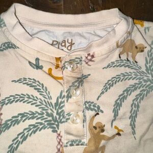 Little Sleepies Cream Monkey and Palm Print Henley